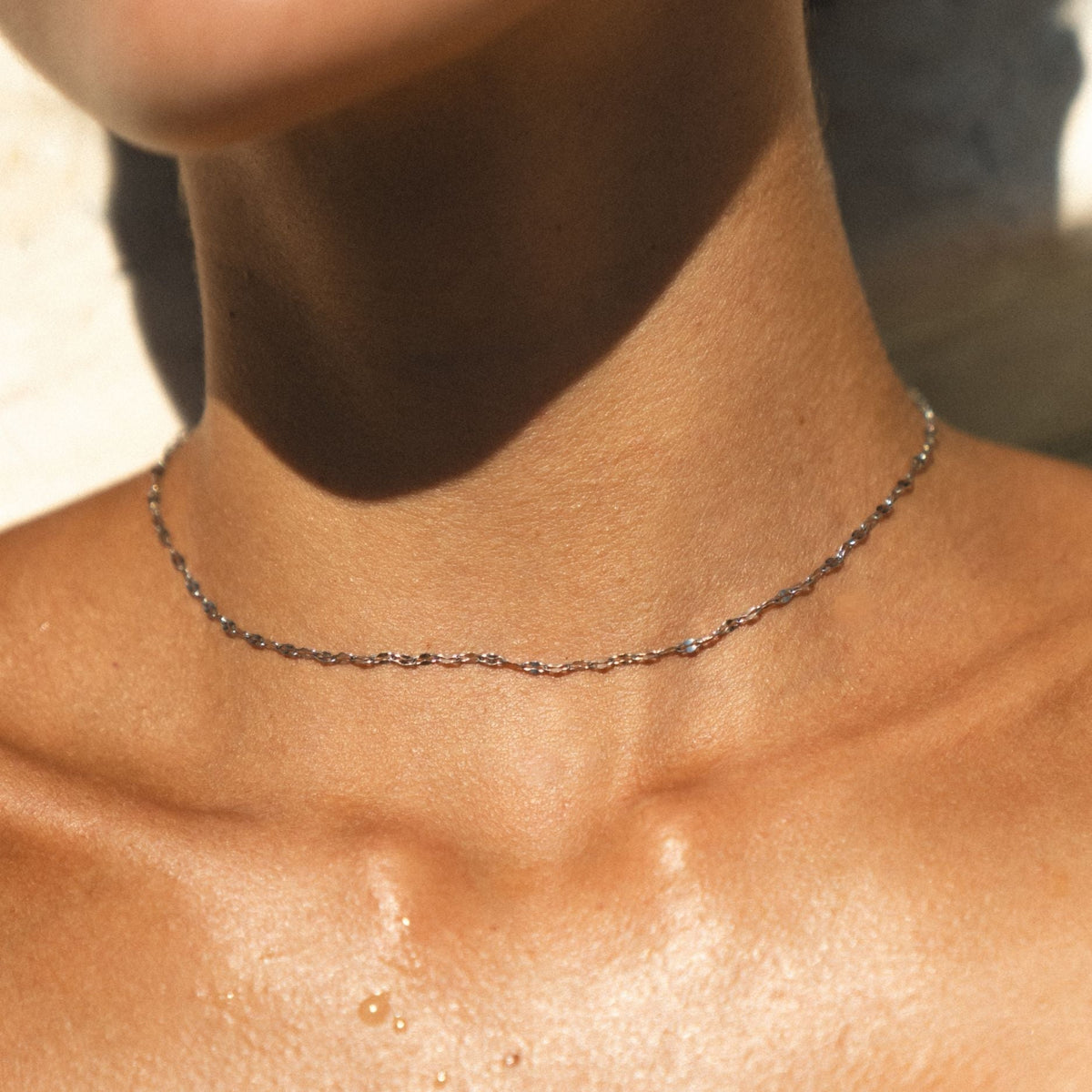 Dainty Chain Choker Necklace, 18K Gold Stainless Steel, Waterproof - Mari Gavane