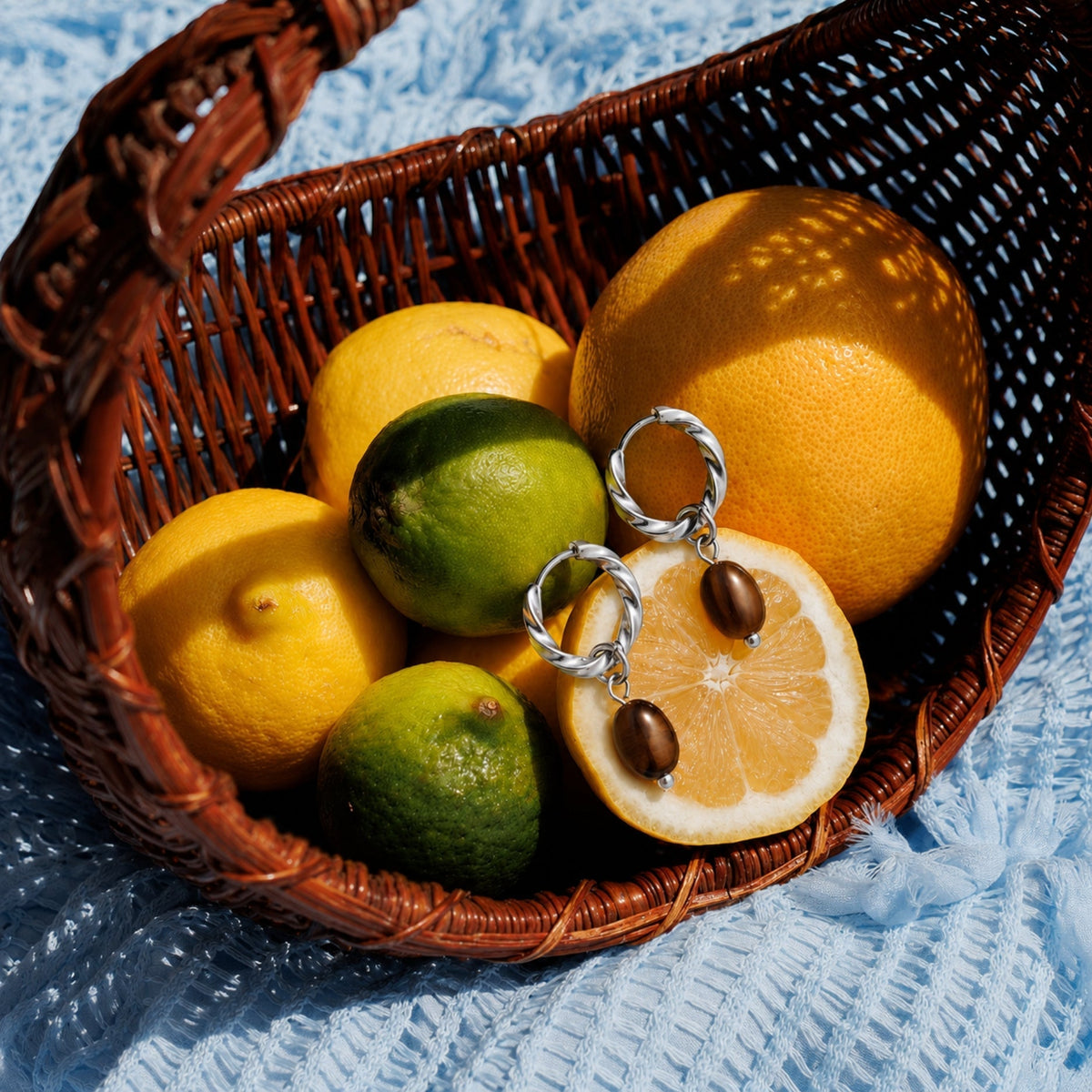 Tiger Eye Hoops Earrings - Mari Gavane
