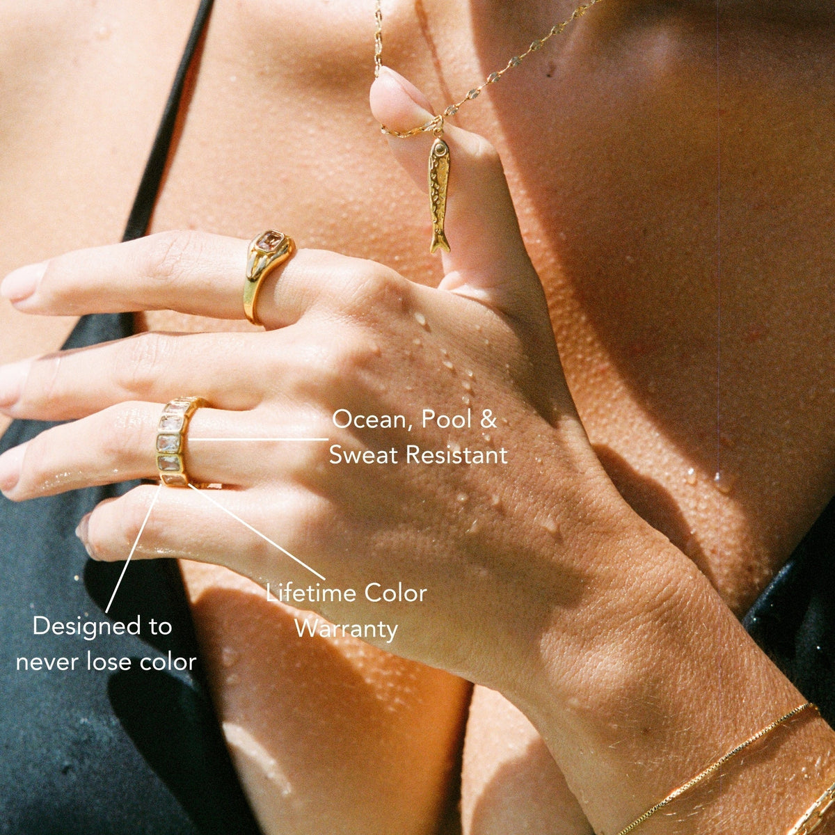 White Zircon Eternity Ring, 18K Gold Stainless Steel, Waterproof - Mari Gavane