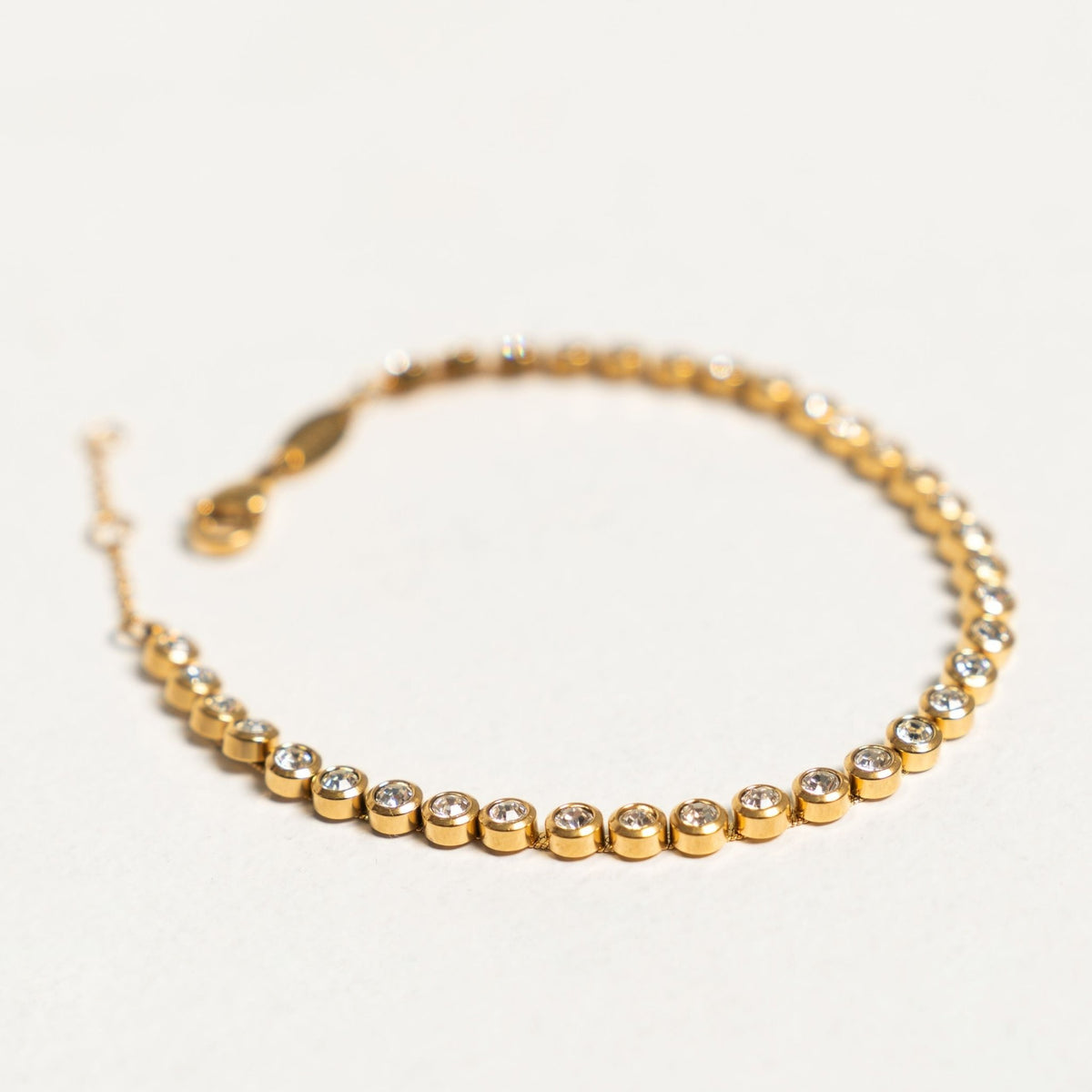 Zircon Tennis Bracelet, 18K Gold Stainless Steel, Waterproof - Mari Gavane