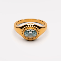 Zircon Ring, 18K Gold Stainless Steel, Waterproof