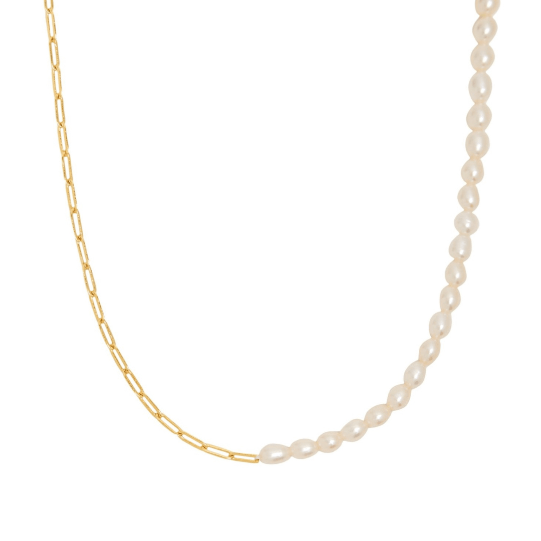 Blue Beaded Seashell Charm Necklace, 18K Gold Stainless Steel, Waterproof - Mari Gavane