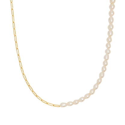 Blue Beaded Seashell Charm Necklace, 18K Gold Stainless Steel, Waterproof - Mari Gavane