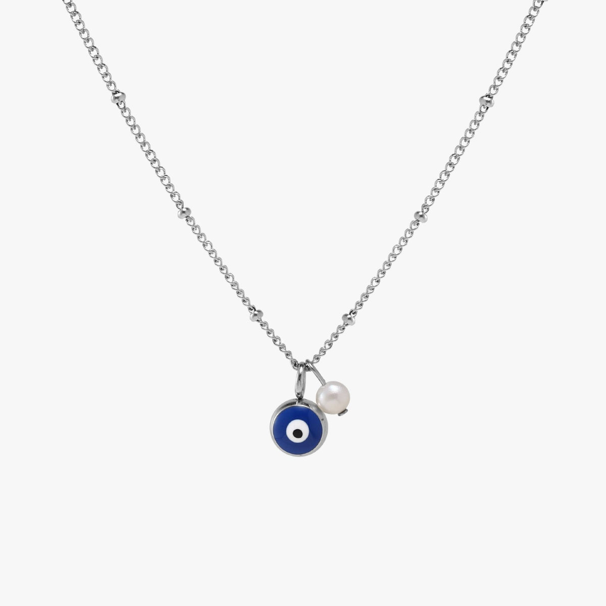 Blue Evil Eye Pendant Necklace, 18K Gold Stainless Steel, Waterproof - Mari Gavane