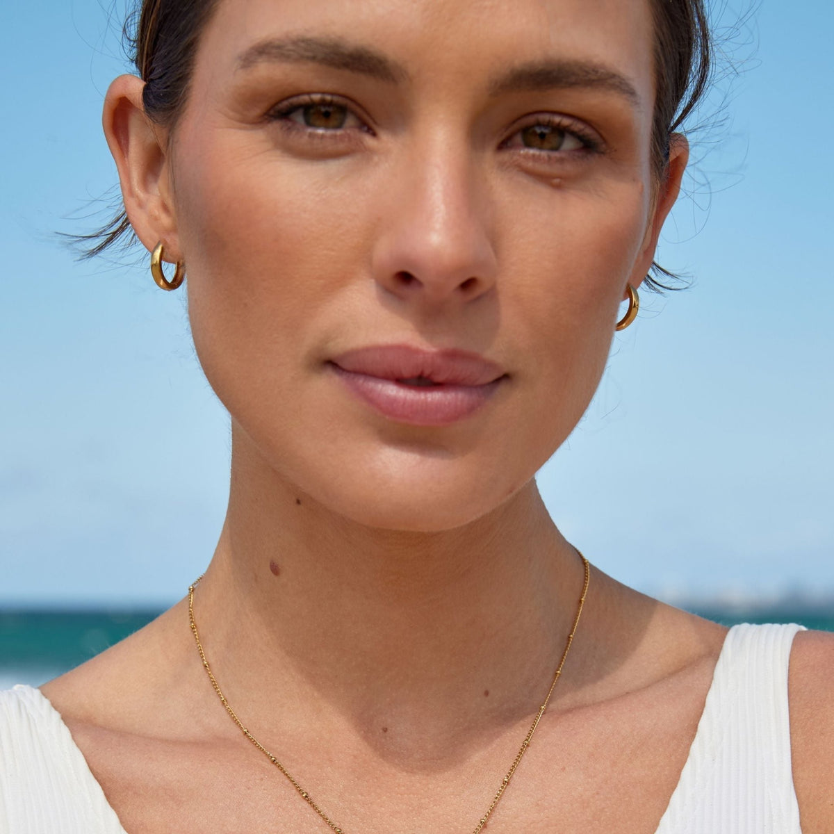 Bold Chunky Huggie Hoop Earrings, 18K Gold Stainless Steel, Waterproof - Mari Gavane