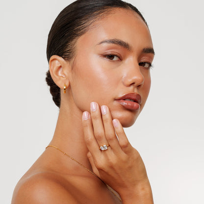 Bold Chunky Huggie Hoop Earrings, 18K Gold Stainless Steel, Waterproof - Mari Gavane