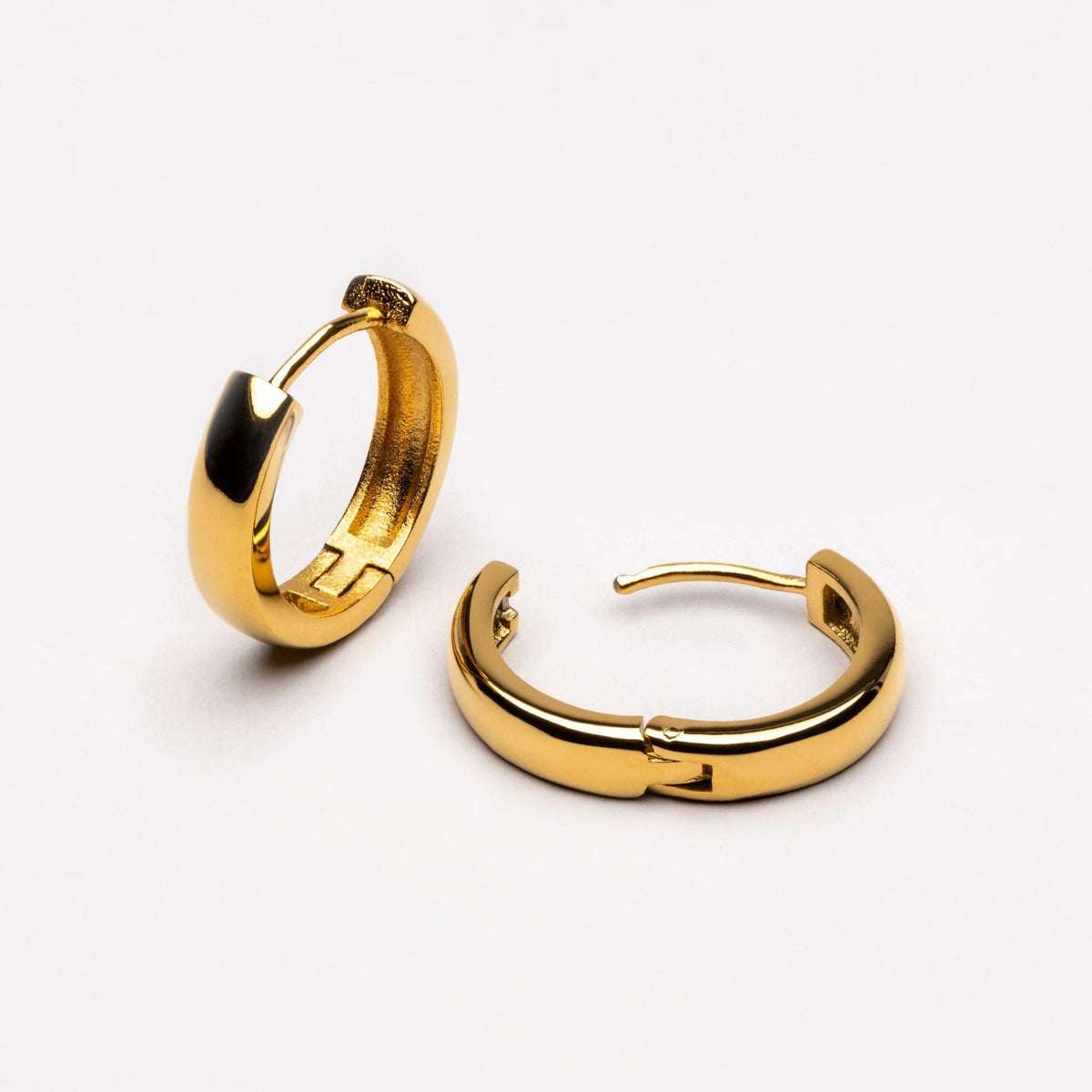 Bold Chunky Huggie Hoop Earrings, 18K Gold Stainless Steel, Waterproof - Mari Gavane