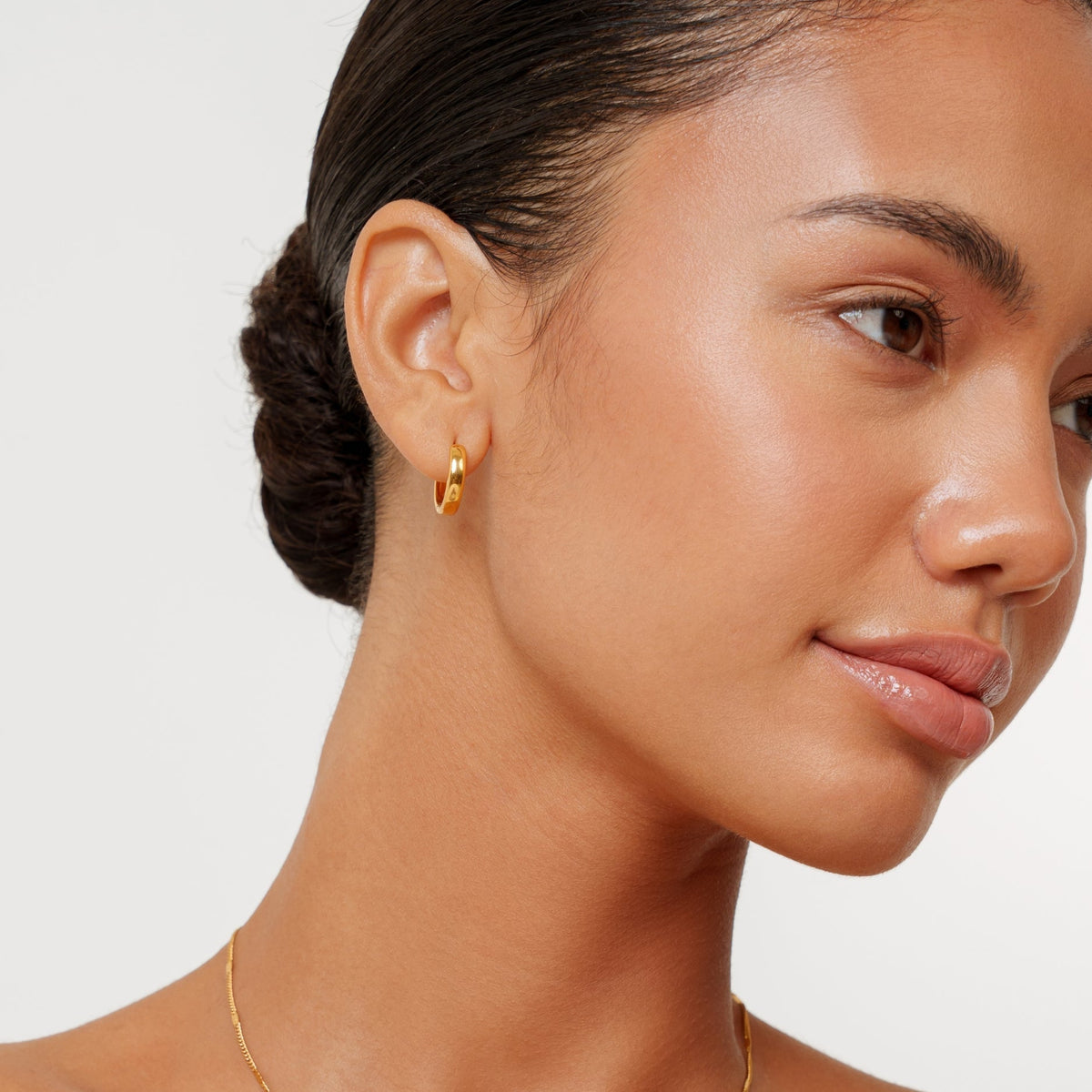 Bold Chunky Huggie Hoop Earrings, 18K Gold Stainless Steel, Waterproof - Mari Gavane