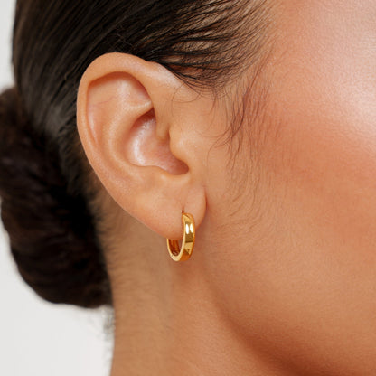 Bold Chunky Huggie Hoop Earrings, 18K Gold Stainless Steel, Waterproof - Mari Gavane