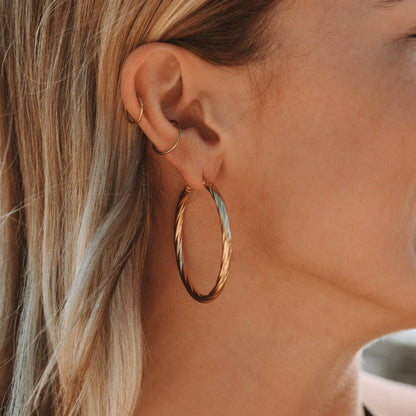 Bold Twisted Hoop Earrings, 18K Gold Stainless Steel, Waterproof - Mari Gavane