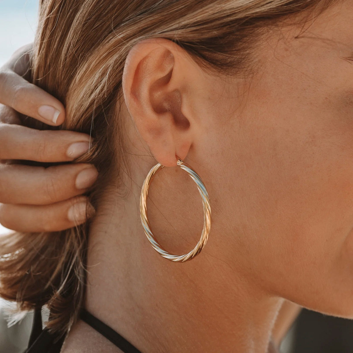 Bold Twisted Hoop Earrings, 18K Gold Stainless Steel, Waterproof - Mari Gavane