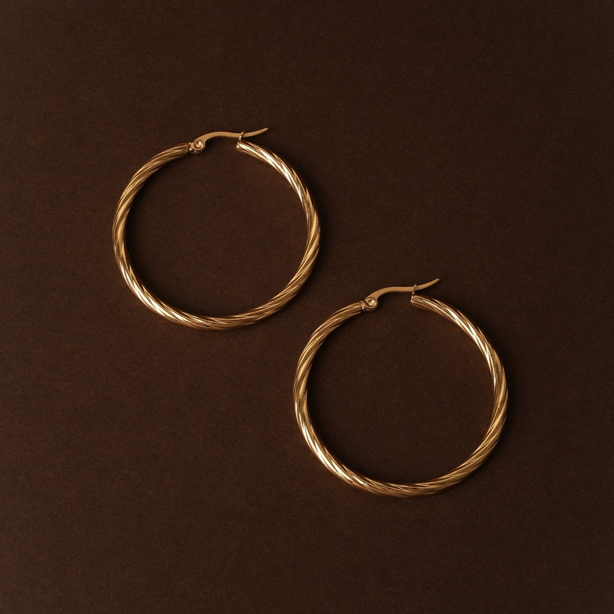 Bold Twisted Hoop Earrings, 18K Gold Stainless Steel, Waterproof - Mari Gavane