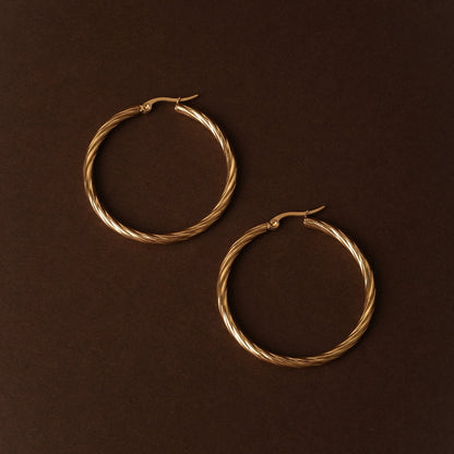 Bold Twisted Hoop Earrings, 18K Gold Stainless Steel, Waterproof - Mari Gavane