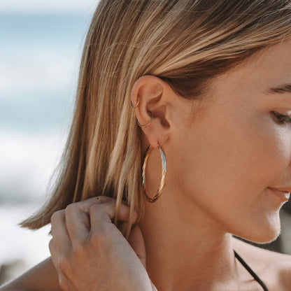 Bold Twisted Hoop Earrings, 18K Gold Stainless Steel, Waterproof - Mari Gavane