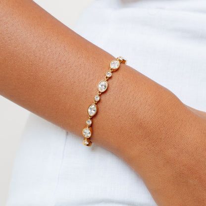 Colorful Zircon Beaded Bracelet, 18K Gold Stainless Steel, Waterproof - Mari Gavane