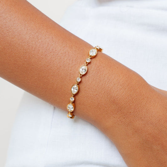 Colorful Zircon Beaded Bracelet, 18K Gold Stainless Steel, Waterproof - Mari Gavane