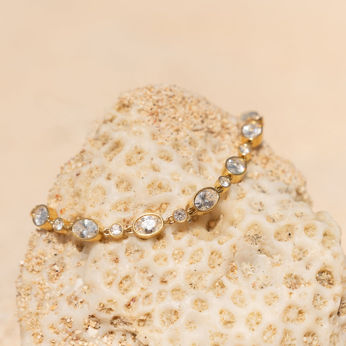 Colorful Zircon Beaded Bracelet, 18K Gold Stainless Steel, Waterproof - Mari Gavane