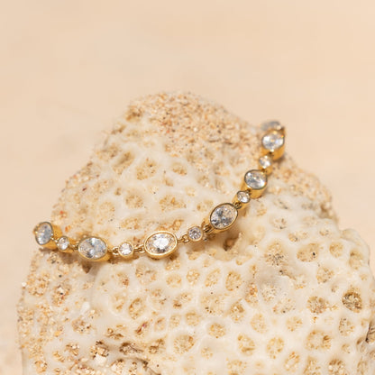 Colorful Zircon Beaded Bracelet, 18K Gold Stainless Steel, Waterproof - Mari Gavane