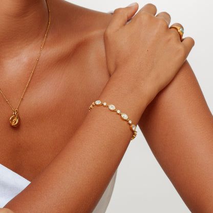 Colorful Zircon Beaded Bracelet, 18K Gold Stainless Steel, Waterproof - Mari Gavane
