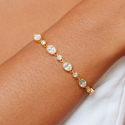 Colorful Zircon Beaded Bracelet, 18K Gold Stainless Steel, Waterproof - Mari Gavane