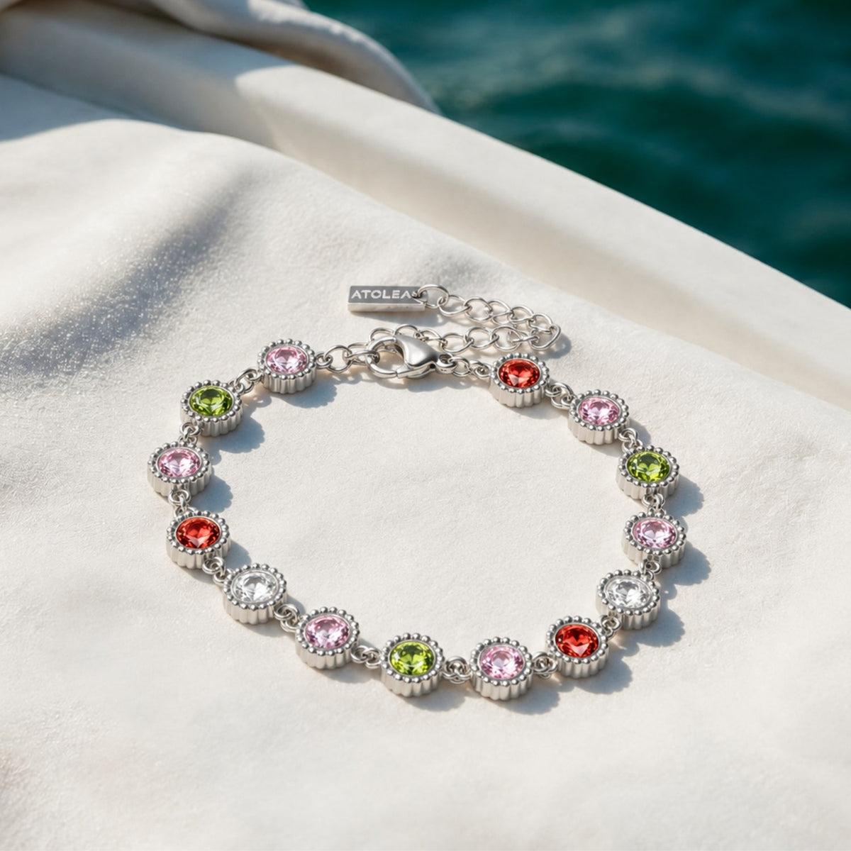 Colorful Zircon Tennis Bracelet, 18K Gold Stainless Steel, Waterproof - Mari Gavane