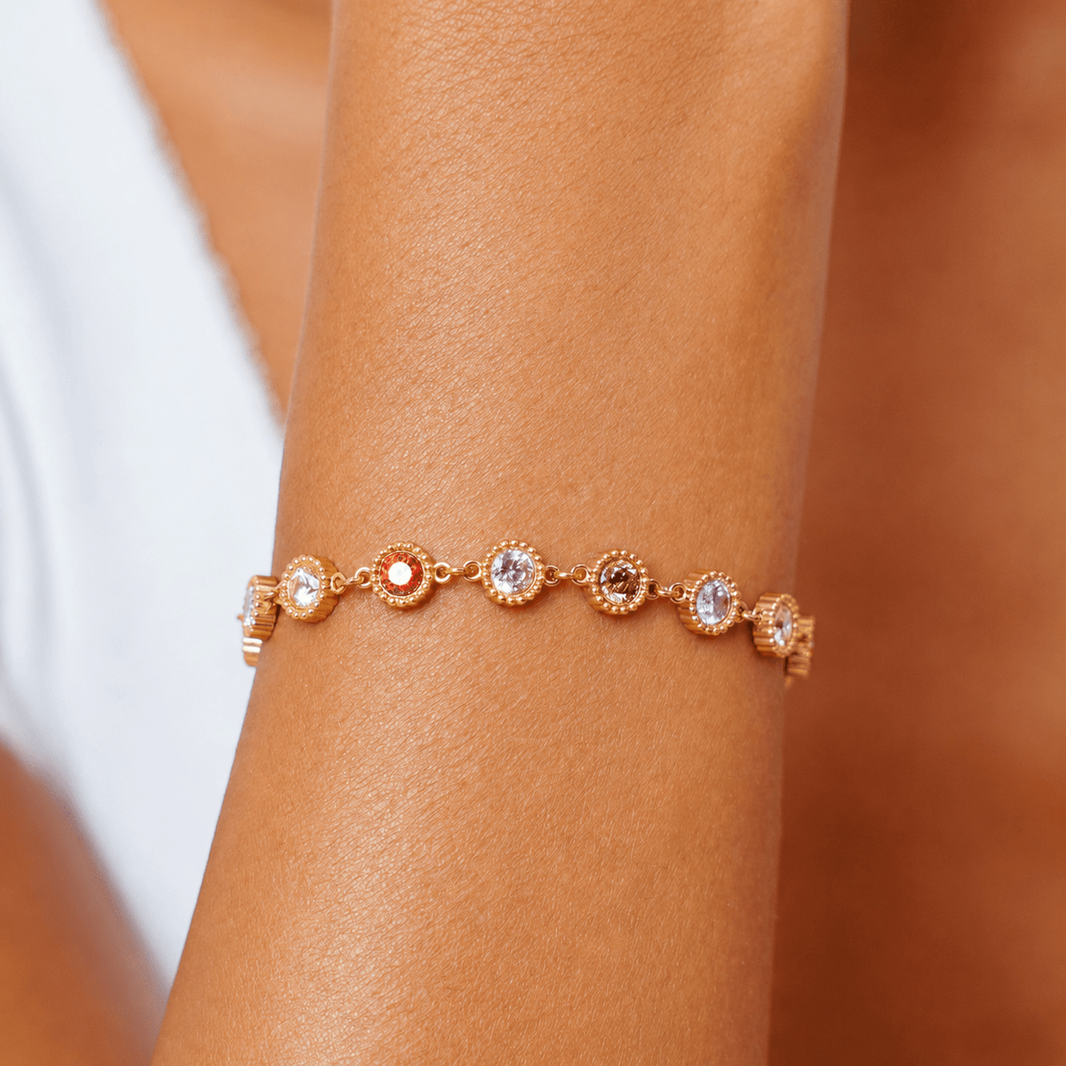 Colorful Zircon Tennis Bracelet, 18K Gold Stainless Steel, Waterproof - Mari Gavane