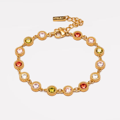 Colorful Zircon Tennis Bracelet, 18K Gold Stainless Steel, Waterproof - Mari Gavane