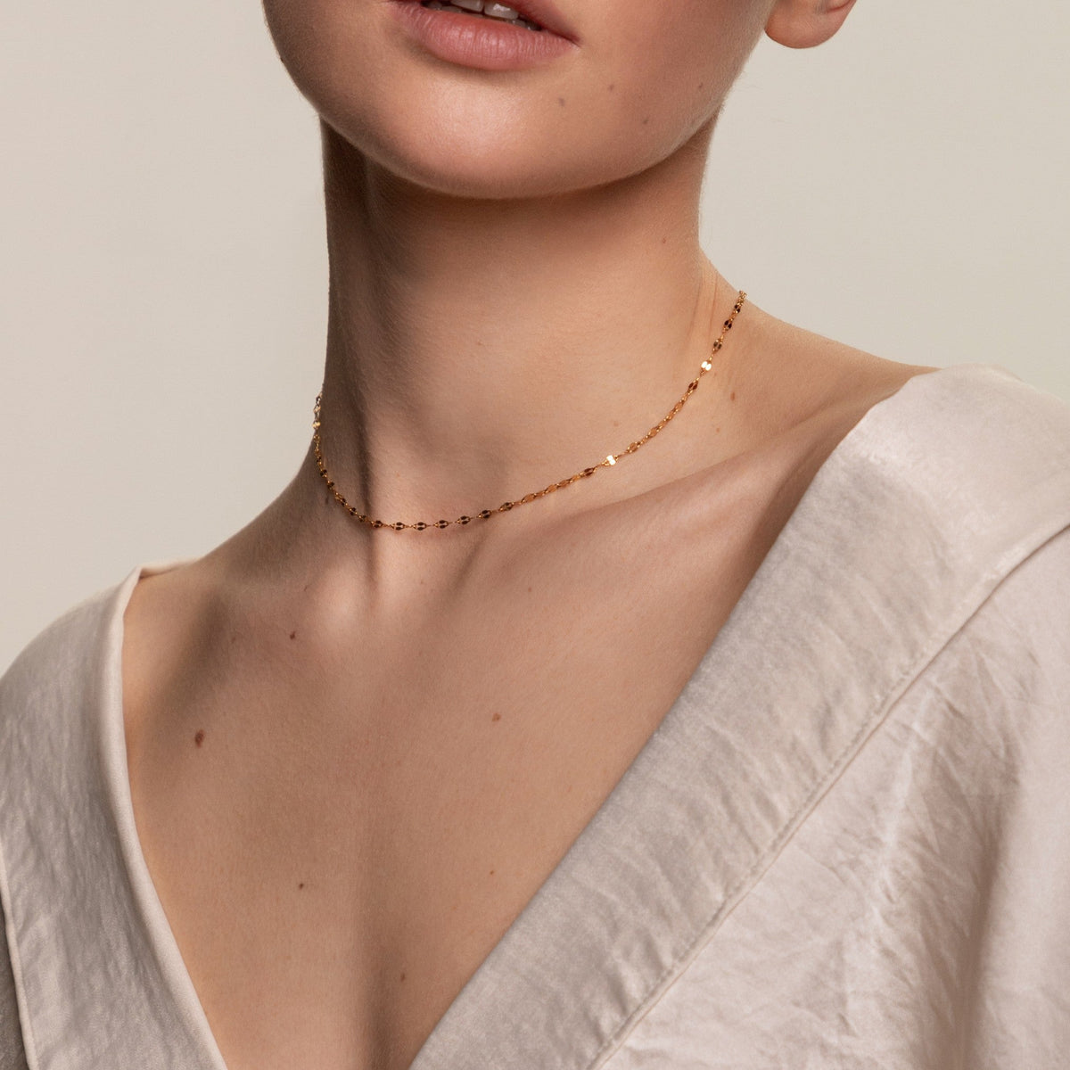 Dainty Chain Choker Necklace, 18K Gold Stainless Steel, Waterproof - Mari Gavane