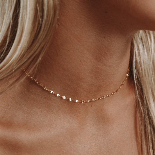 Dainty Chain Choker Necklace, 18K Gold Stainless Steel, Waterproof - Mari Gavane