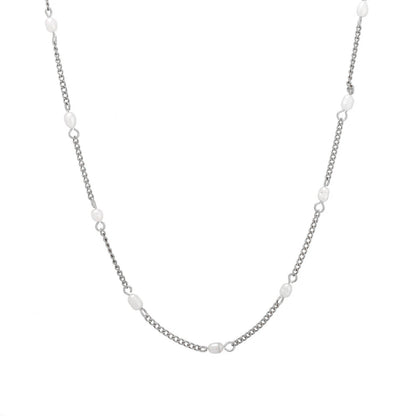 Dainty Gold Pearl Choker Necklace, 18K Gold Stainless Steel, Waterproof - Mari Gavane