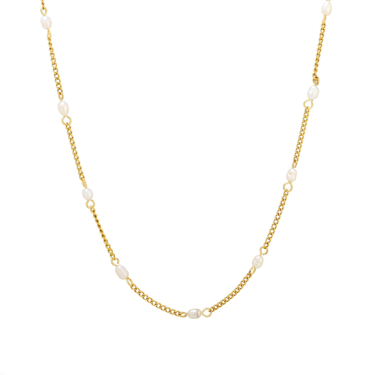 Dainty Gold Pearl Choker Necklace, 18K Gold Stainless Steel, Waterproof - Mari Gavane
