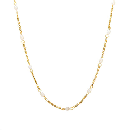 Dainty Gold Pearl Choker Necklace, 18K Gold Stainless Steel, Waterproof - Mari Gavane