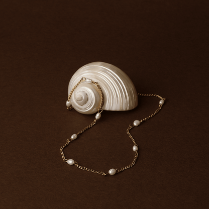 Dainty Gold Pearl Choker Necklace, 18K Gold Stainless Steel, Waterproof - Mari Gavane