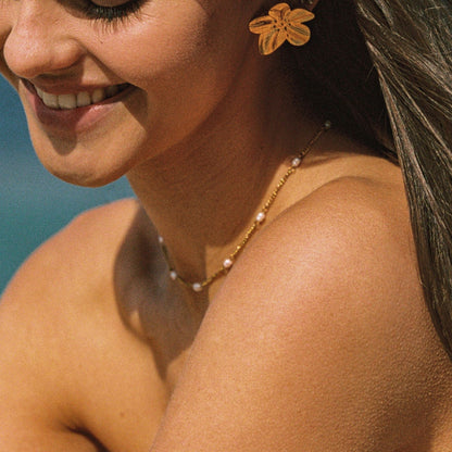 Dainty Gold Pearl Choker Necklace, 18K Gold Stainless Steel, Waterproof - Mari Gavane