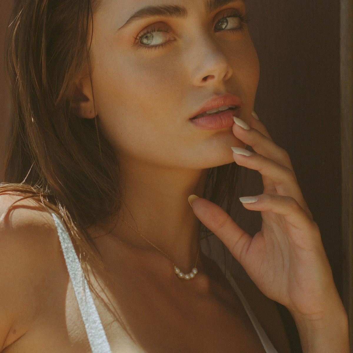 Dainty Gold Pearl Choker Necklace, 18K Gold Stainless Steel, Waterproof - Mari Gavane