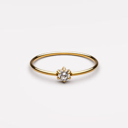 Dainty Moissanite Band Ring, 18K Gold Stainless Steel, Waterproof