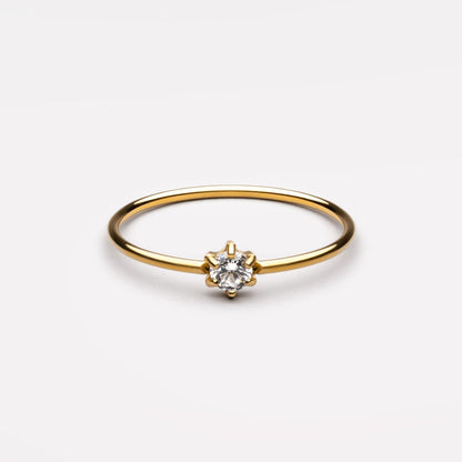 Dainty Moissanite Band Ring, 18K Gold Stainless Steel, Waterproof - Mari Gavane