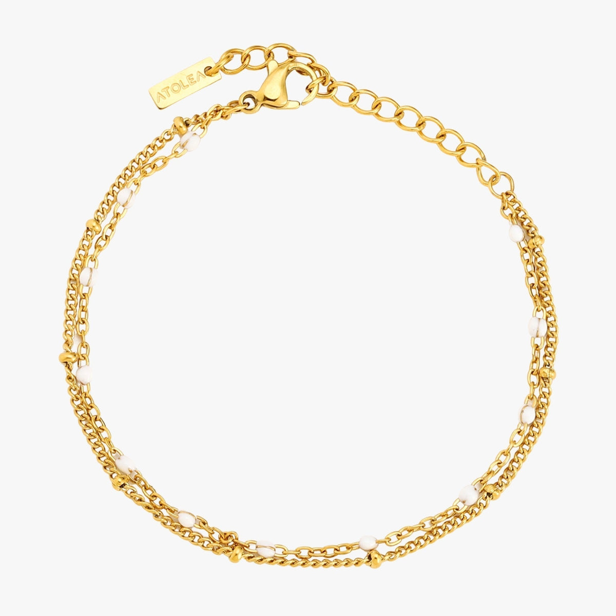 Double Layered Beaded Bracelet, 18K Gold Stainless Steel, Waterproof - Mari Gavane