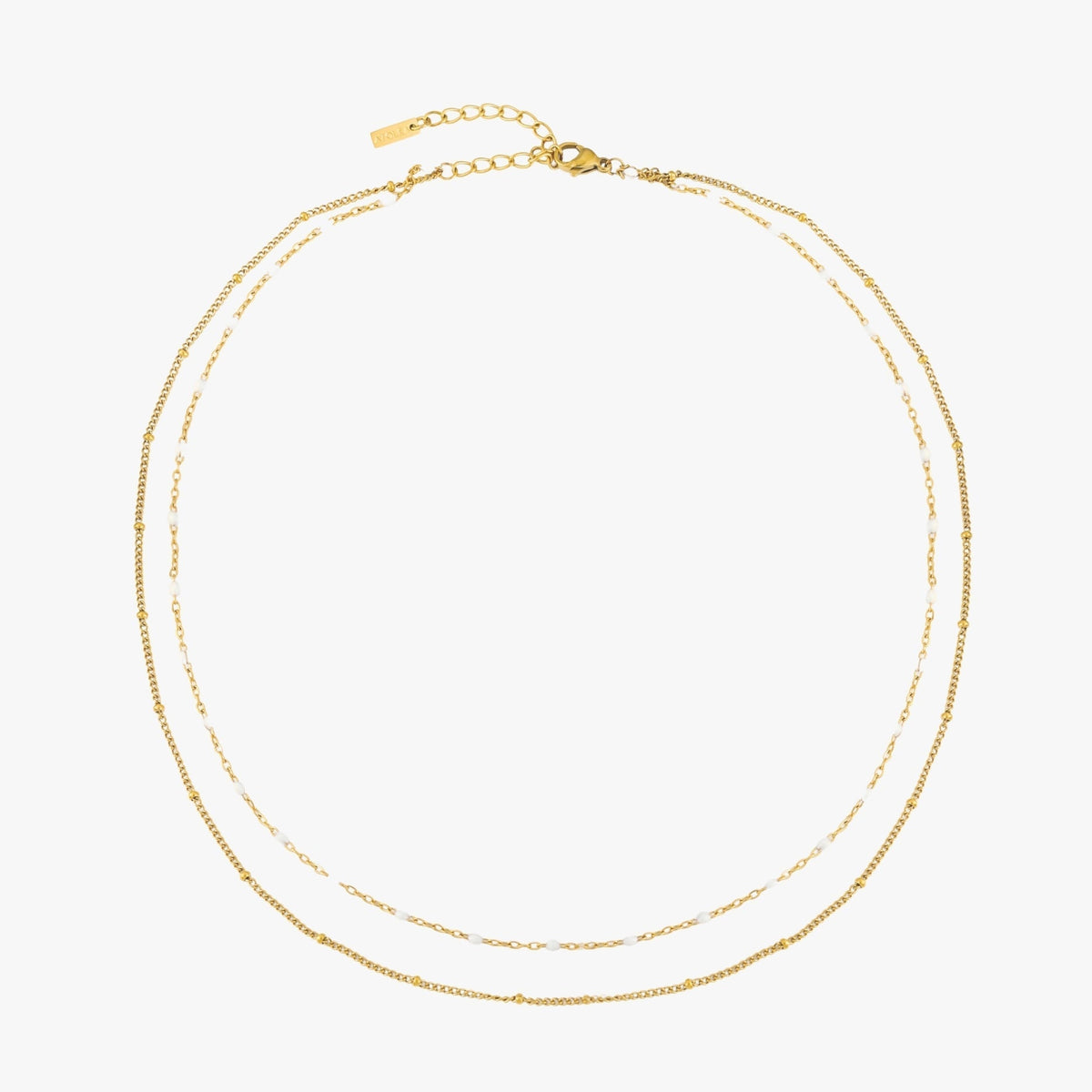 Double Layered Beaded Choker Necklace, 18K Gold Stainless Steel, Waterproof - Mari Gavane