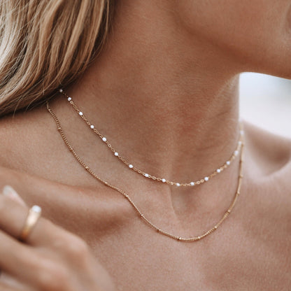 Double Layered Beaded Choker Necklace, 18K Gold Stainless Steel, Waterproof - Mari Gavane