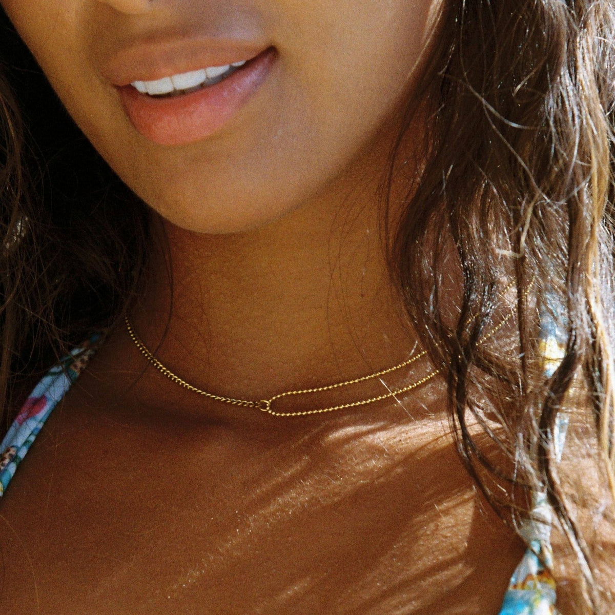 Double Layered Chain Choker Necklace, 18K Gold Stainless Steel, Waterproof - Mari Gavane