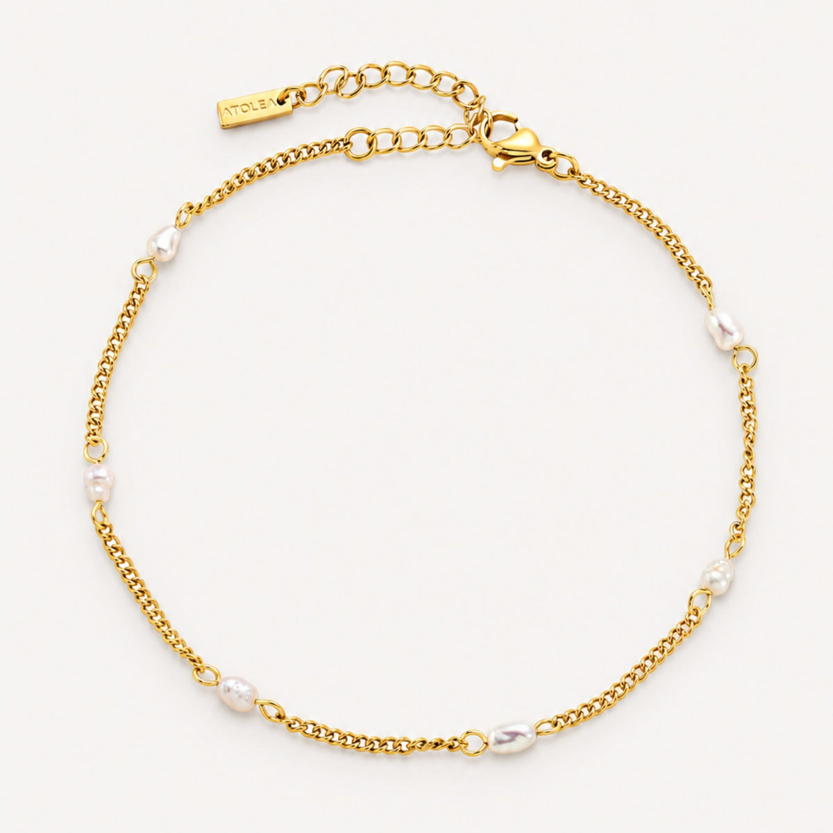 Freshwater Pearl Beaded Anklet, 18K Gold Stainless Steel, Waterproof - Mari Gavane