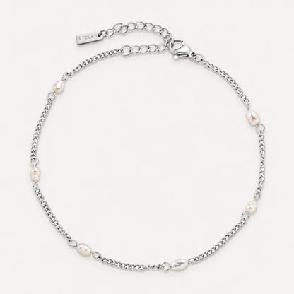 Freshwater Pearl Beaded Anklet, 18K Gold Stainless Steel, Waterproof - Mari Gavane