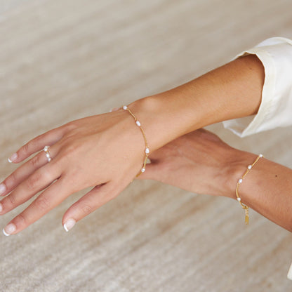 Freshwater Pearl Beaded Chain Bracelet, 18K Gold Stainless Steel, Waterproof - Mari Gavane