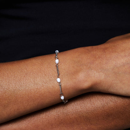 Freshwater Pearl Beaded Chain Bracelet, 18K Gold Stainless Steel, Waterproof - Mari Gavane