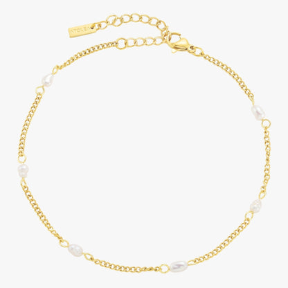 Freshwater Pearl Beaded Chain Bracelet, 18K Gold Stainless Steel, Waterproof - Mari Gavane
