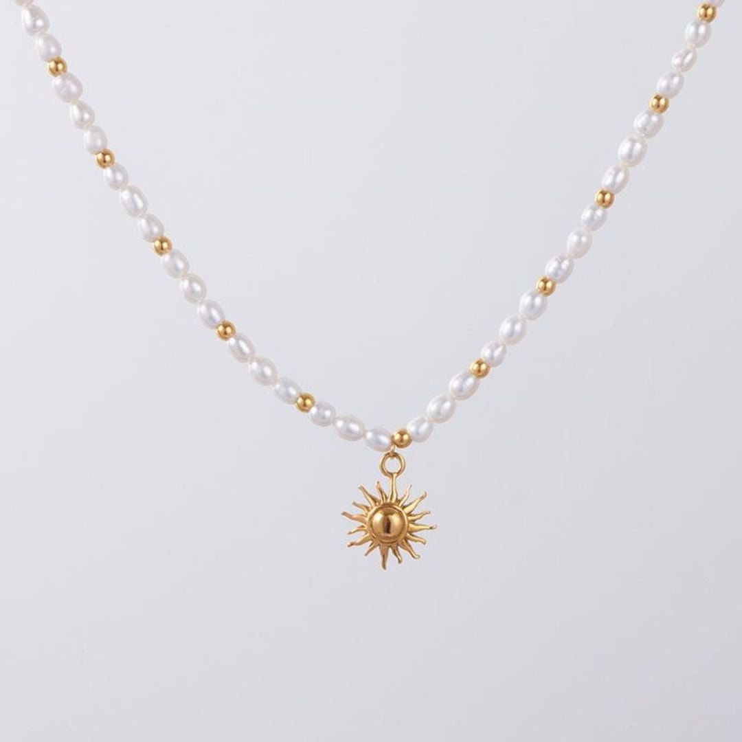 Freshwater Pearl Beaded Necklace, 18K Gold Stainless Steel, Waterproof - Mari Gavane