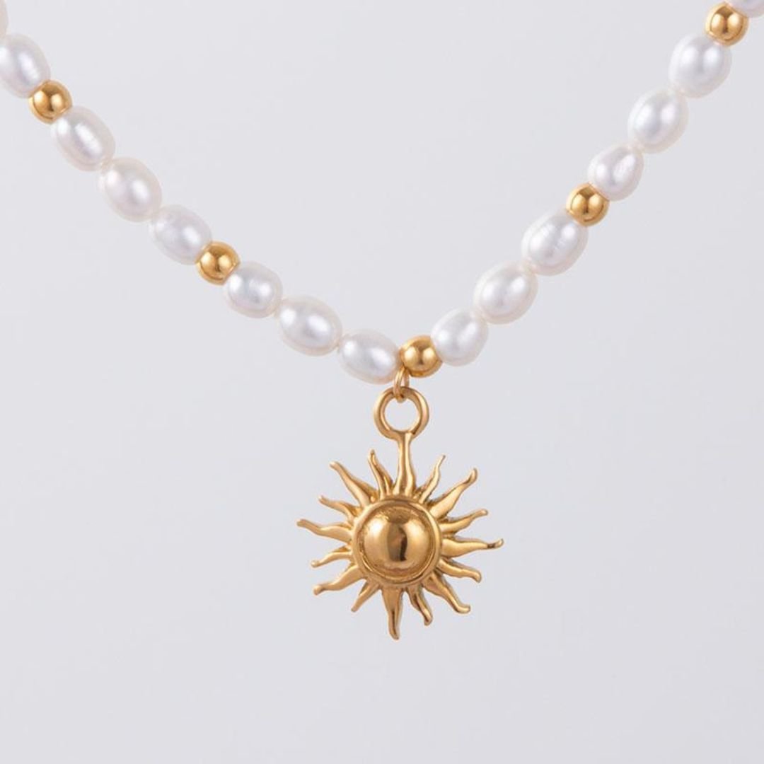 Freshwater Pearl Beaded Necklace, 18K Gold Stainless Steel, Waterproof - Mari Gavane
