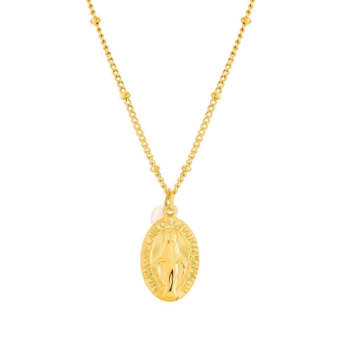 Freshwater Pearl Cross Charm Necklace, 18K Gold Stainless Steel, Waterproof - Mari Gavane