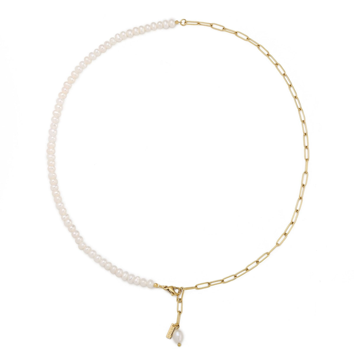 Freshwater Pearl Double Chain Anklet, 18K Gold Stainless Steel, Waterproof - Mari Gavane